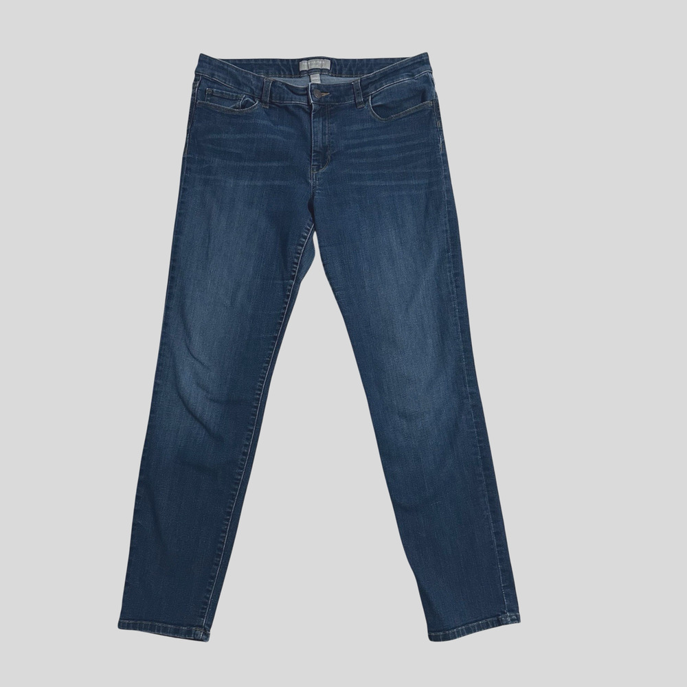 Women BANANA REPUBLIC Sz 32/14 Skinny Fit Jeans 30” Inseam Stetch Mid Rise *Flaw